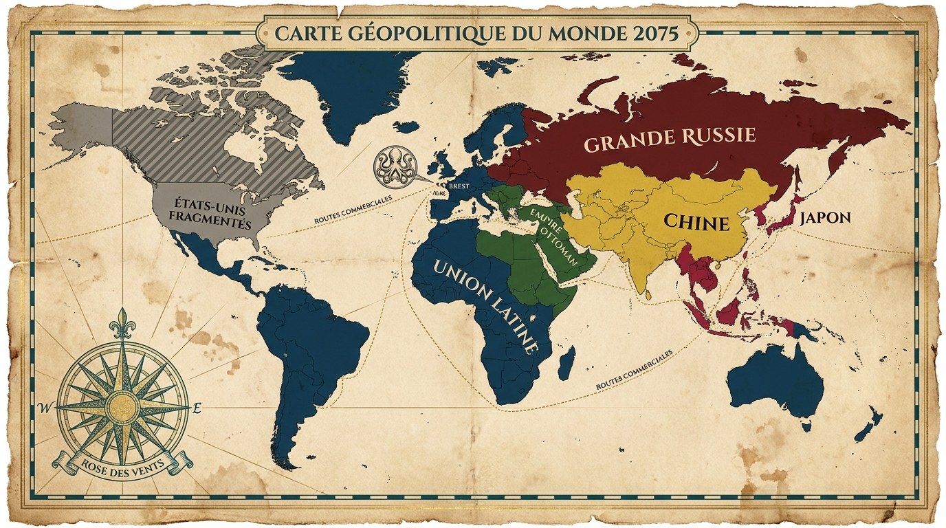 Carte géopolitique du monde en 2075