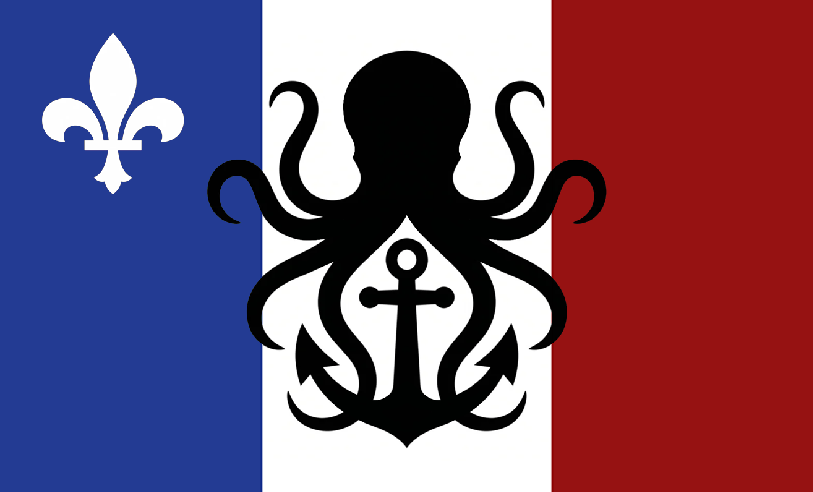 Pavillon officiel de la CGB : tricolore à la pieuvre noire