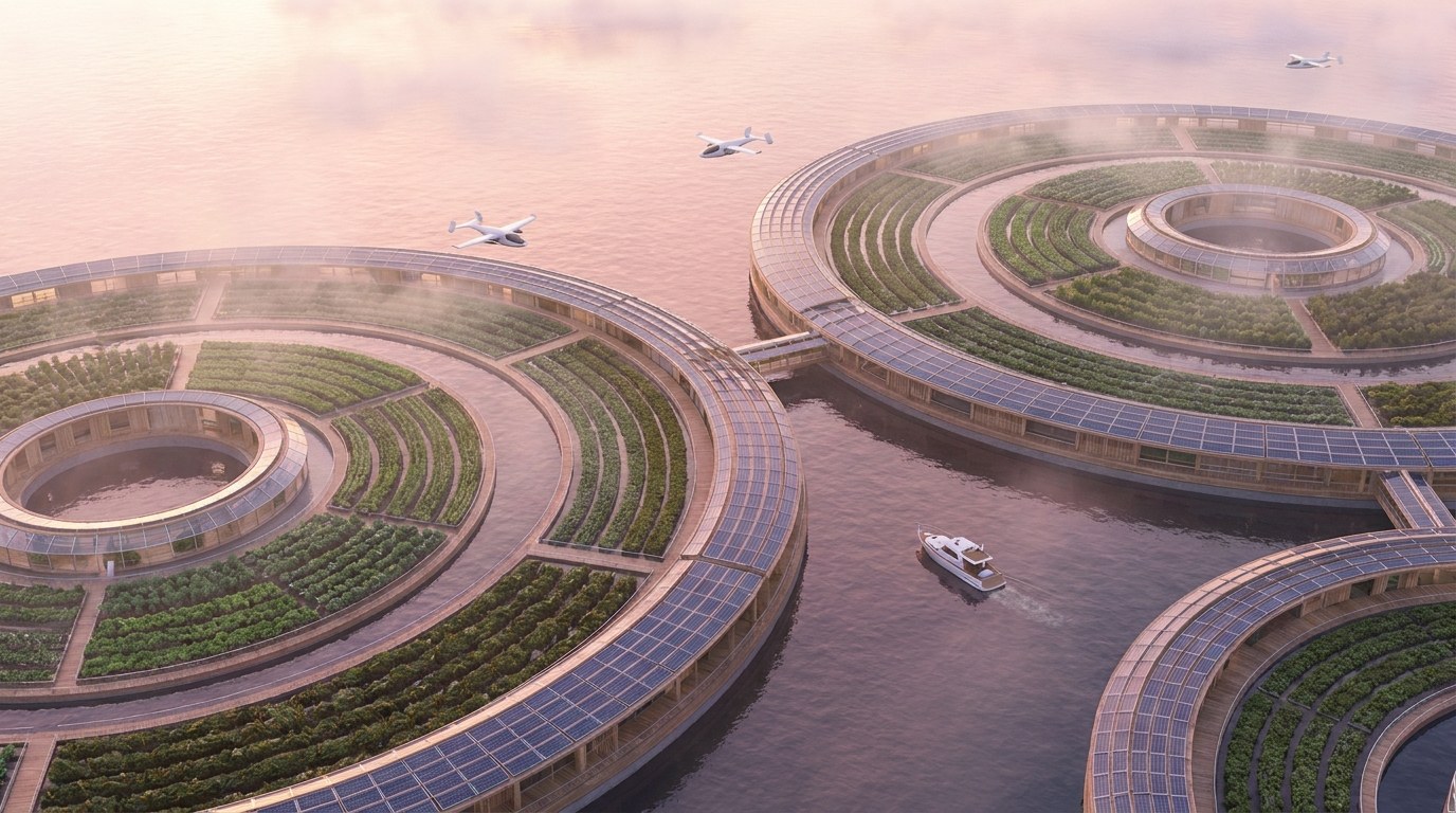 Les jardins flottants AMTI à l'aurore